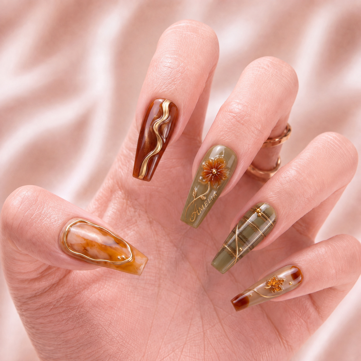 Amber Harvest - Personalized Press-On Nails