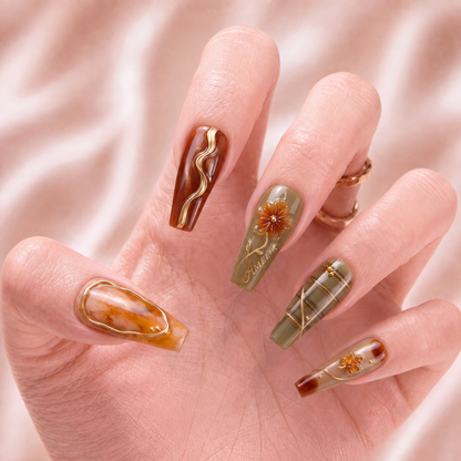 Amber Harvest - Personalized Press-On Nails