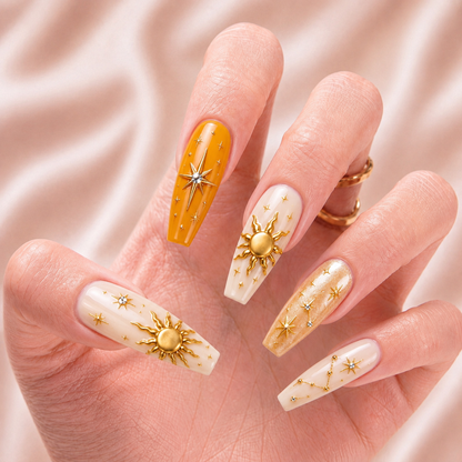 Golden Sun Silver Moon – Personalized Press-On Nails