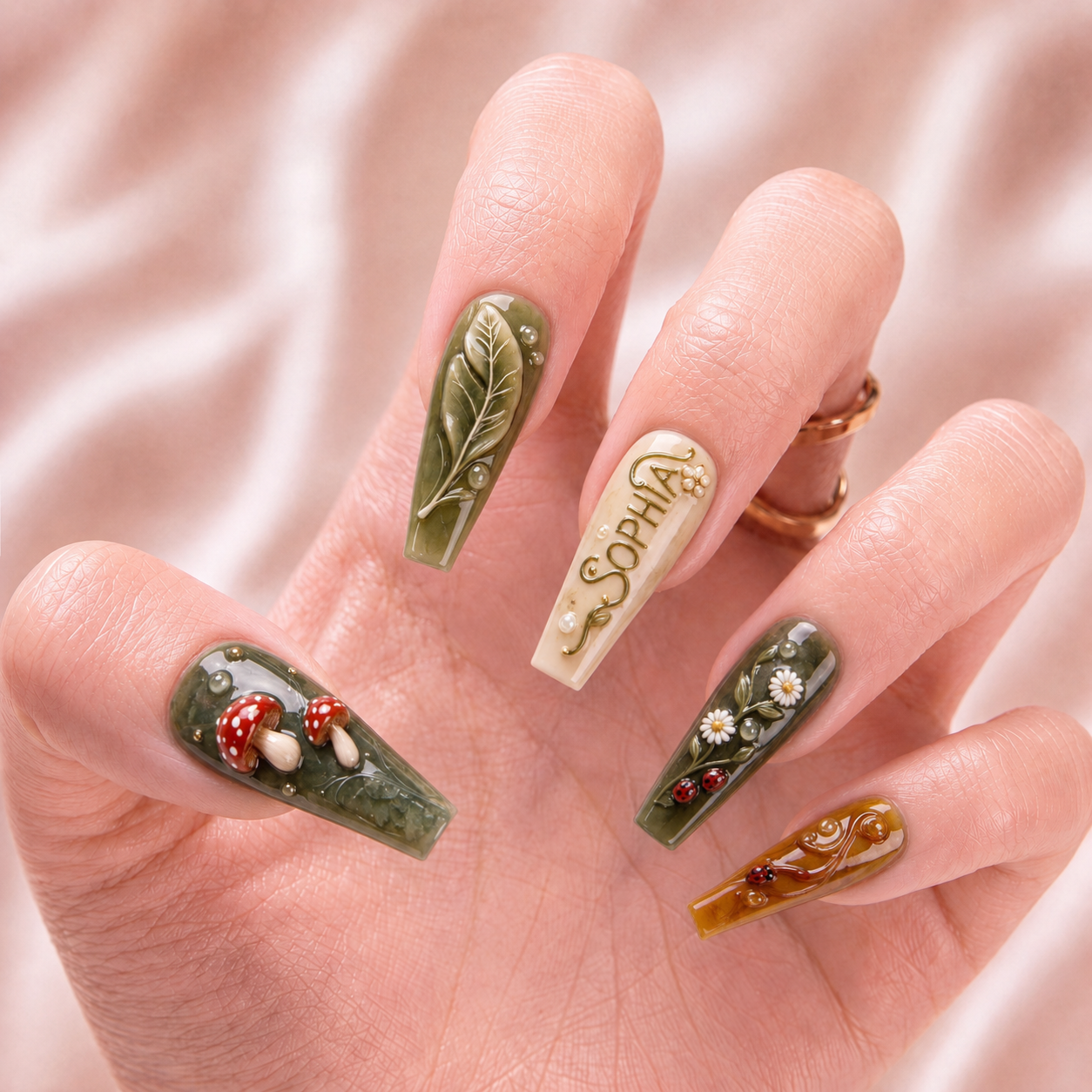 Ladybug Haven - Personalized Press-On Nails
