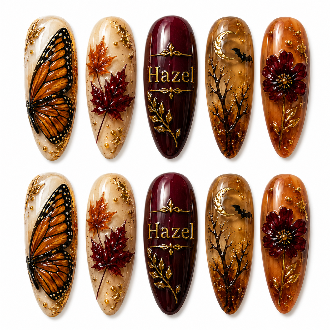 Crimson Winged Equinox - Personalized Press-On Nails