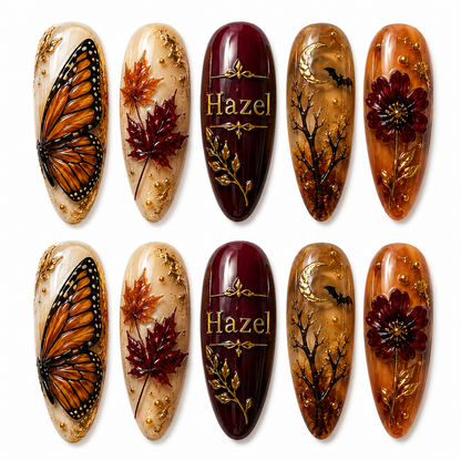 Crimson Winged Equinox - Personalized Press-On Nails