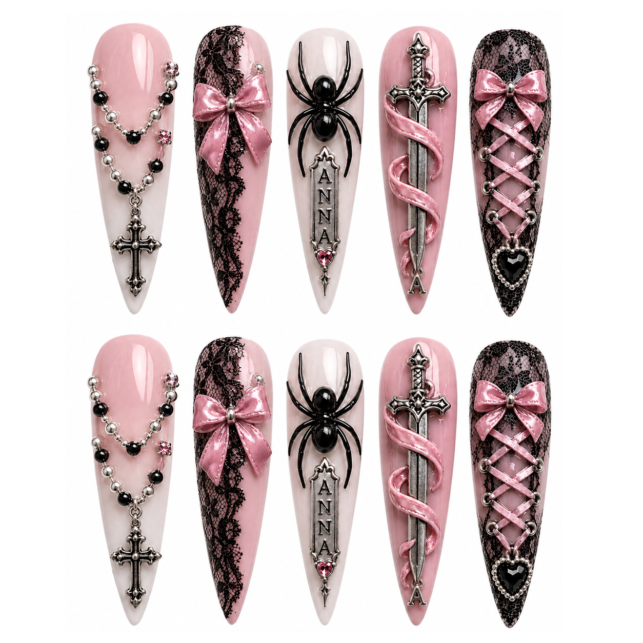 Crimson Rosary - Personalized Press-On Nails