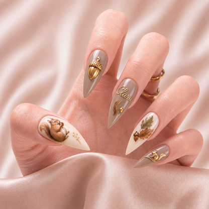 Woodland Acorn Keepsake - Personalized Press-On Nails
