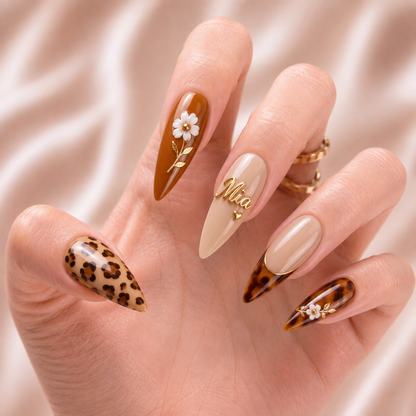 Caramel Wildflower Muse - Personalized Press-On Nails