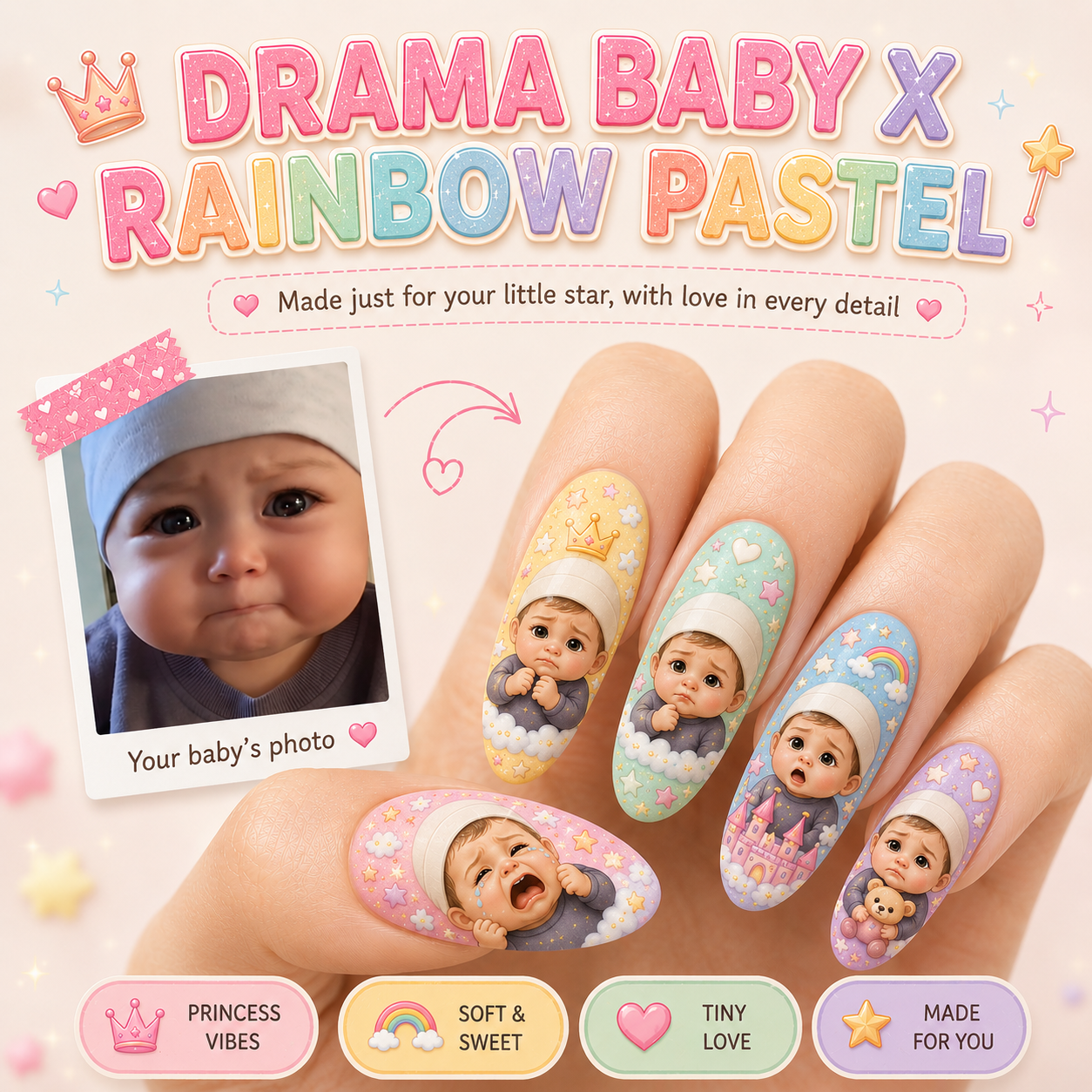CUSTOMIZE YOUR BABY PRINTED ON NAILS