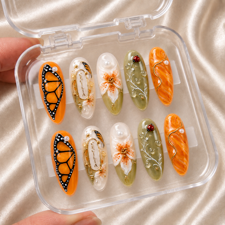 Monarch Meadow - Personalized Press-On Nails