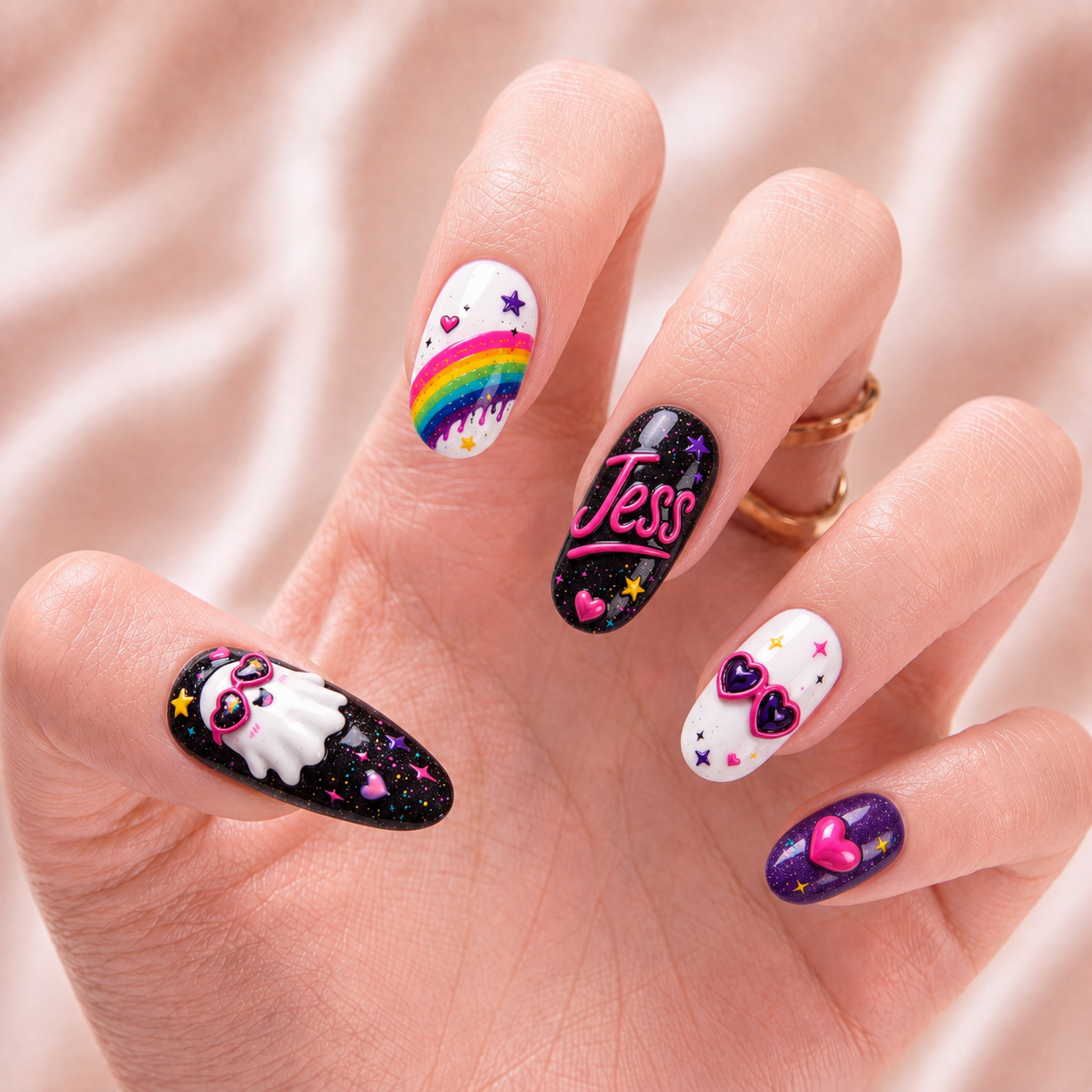 Neon Ghost Fantasy - Personalized Press-On Nails