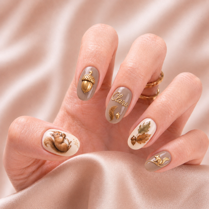 Woodland Acorn Keepsake - Personalized Press-On Nails