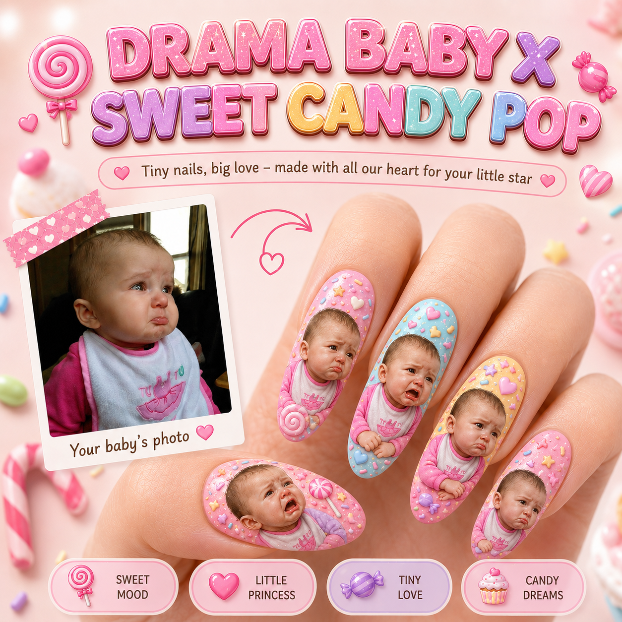 CUSTOMIZE YOUR BABY PRINTED ON NAILS