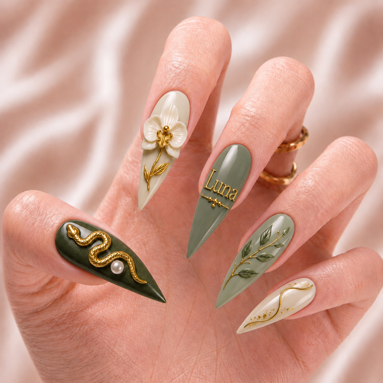 Verdant Serpent Orchid - Personalized Press-On Nails