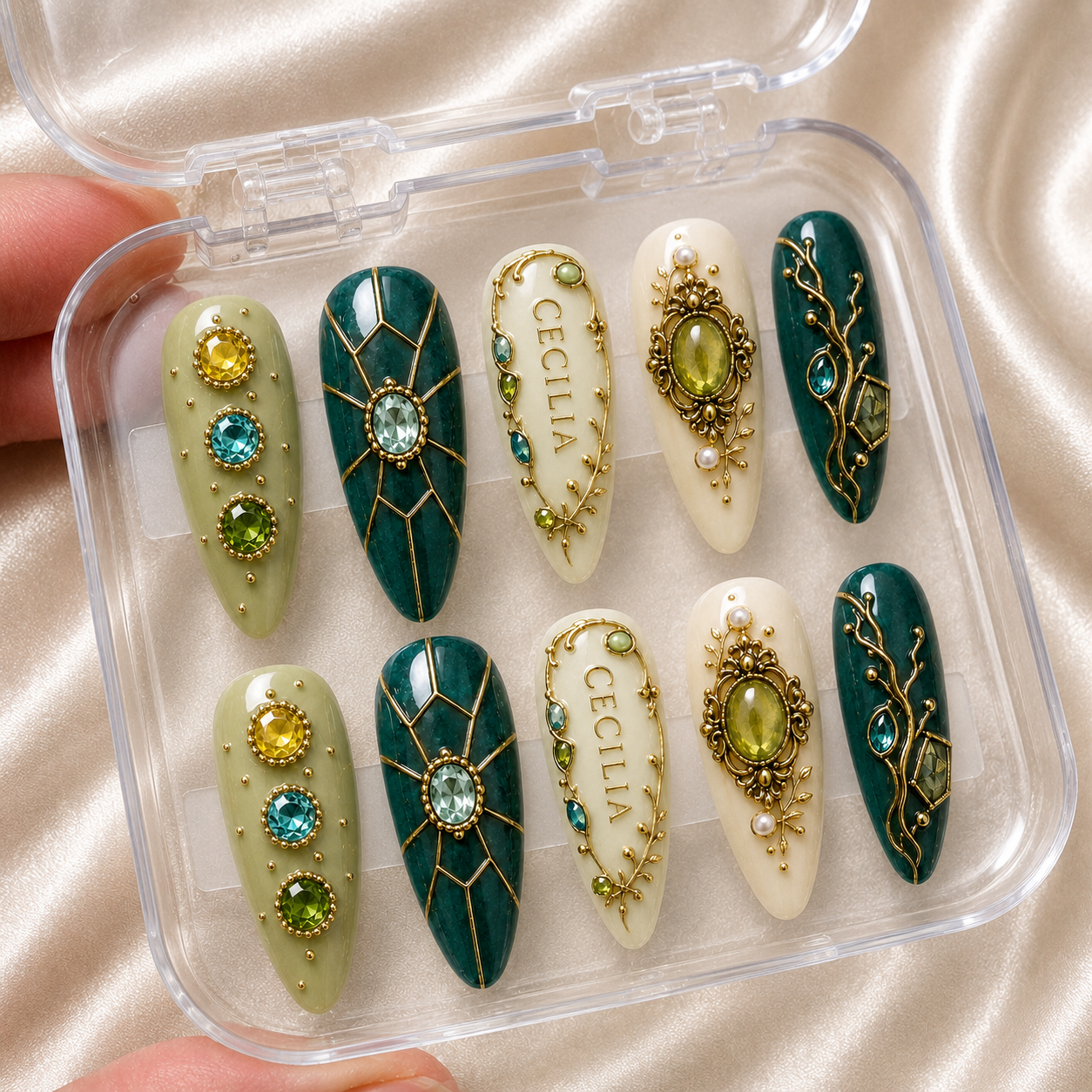 Emerald Heirloom - Personalized Press-On Nails