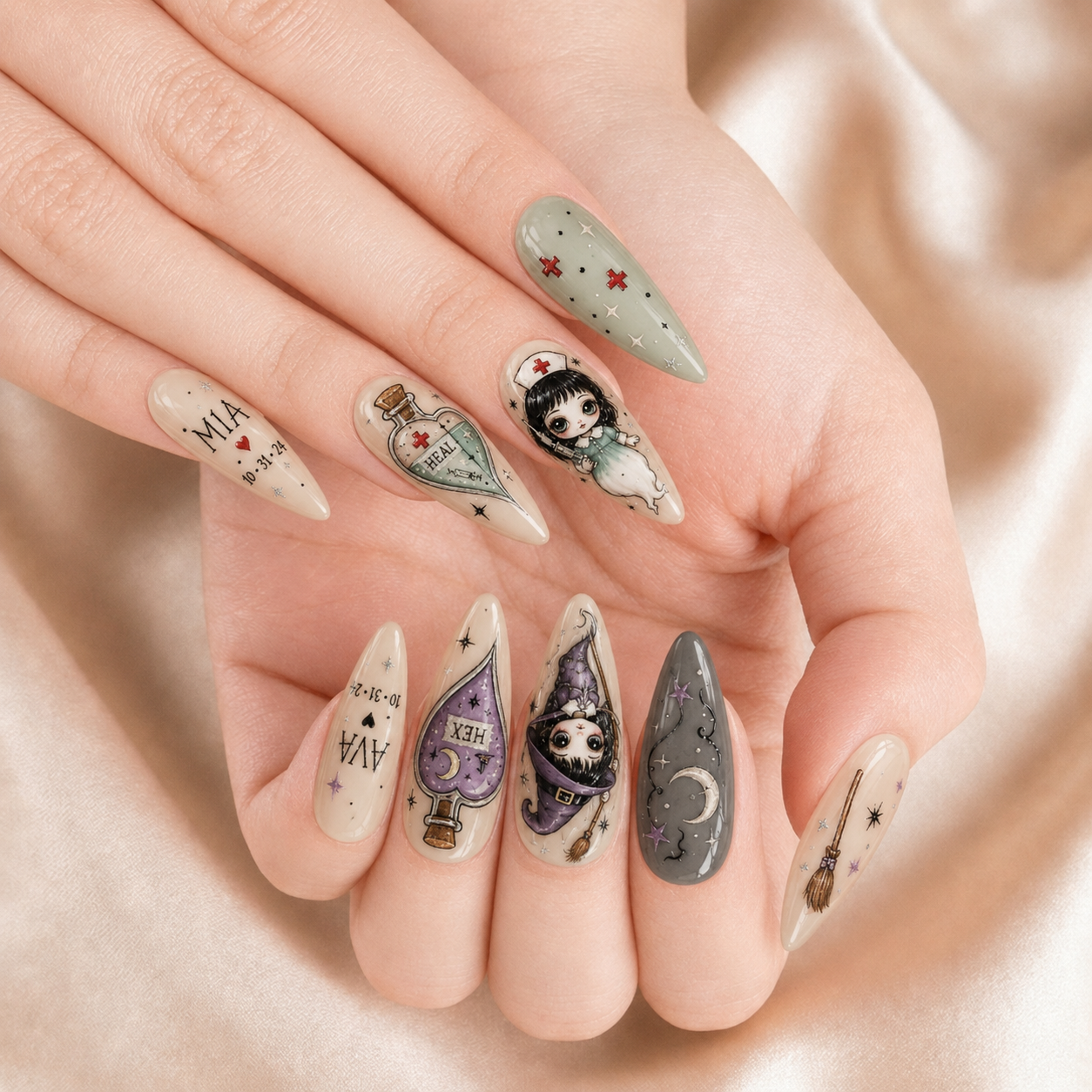 Heal & Hex Besties  – Personalized Press-On Nails