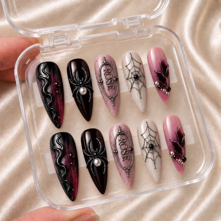 Dark Rose Affair - Personalized Press-On Nails