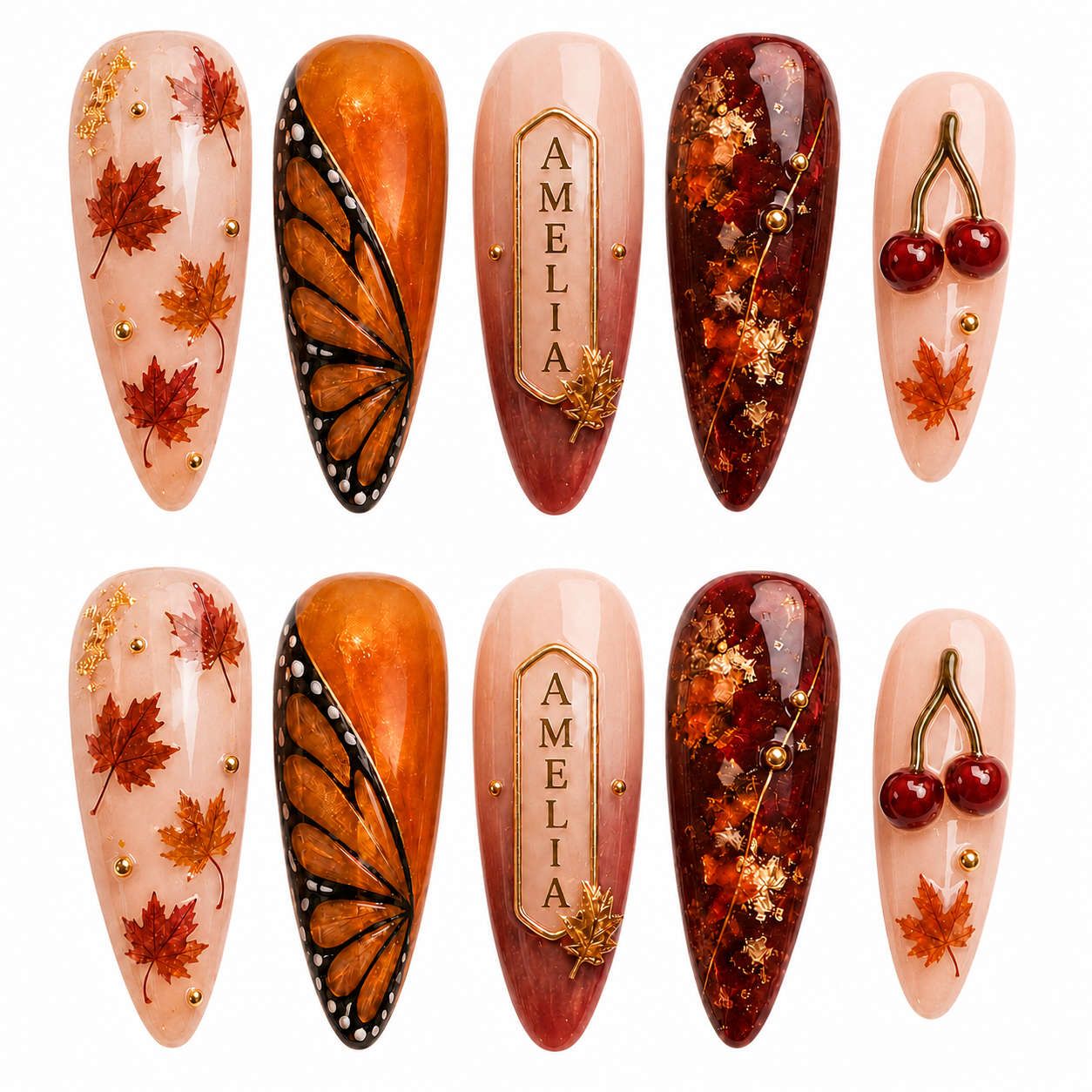 Golden Ember - Personalized Press-On Nails