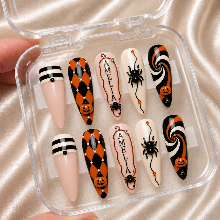 Harlequin After Dark - Personalized Press-On Nails