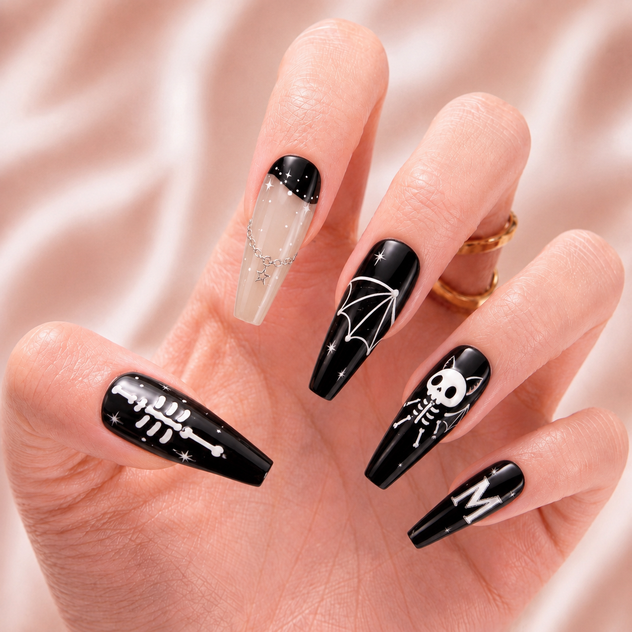 Skeleton Bat Bestie - Personalized Press-On Nails