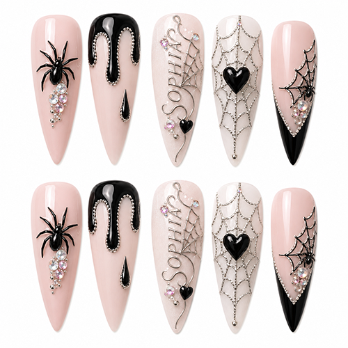 Black Heart Affair - Personalized Press-On Nails