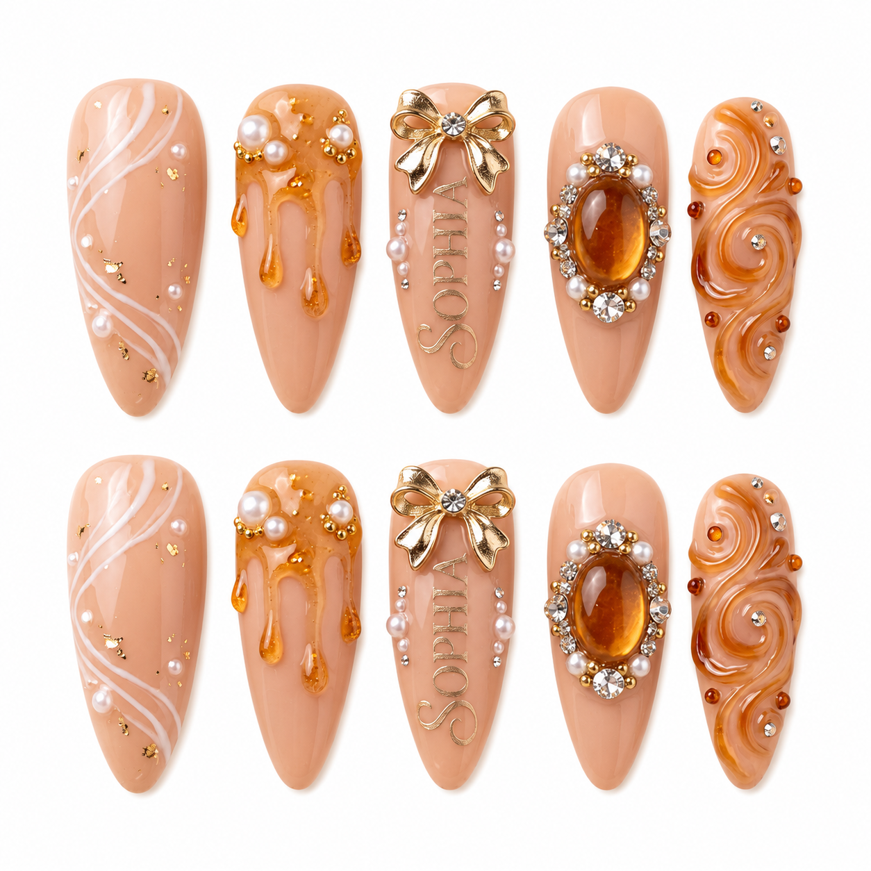 Apricot Opulence - Personalized Press-On Nails
