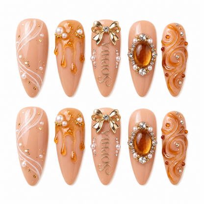 Apricot Opulence - Personalized Press-On Nails