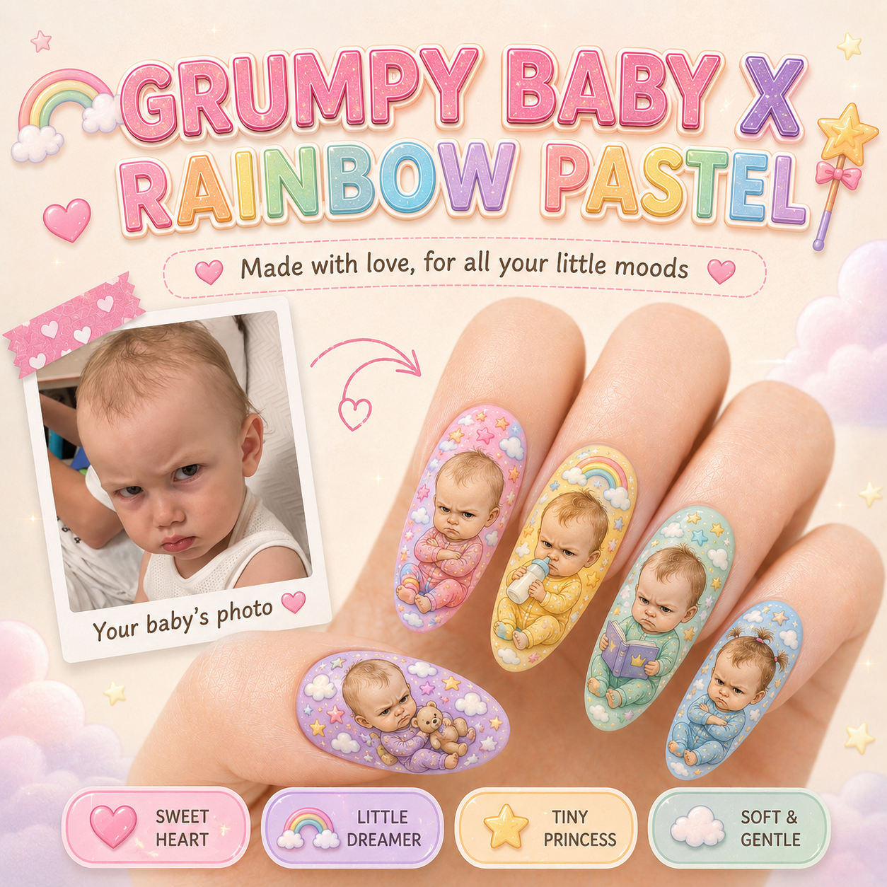 CUSTOMIZE YOUR BABY PRINTED ON NAILS
