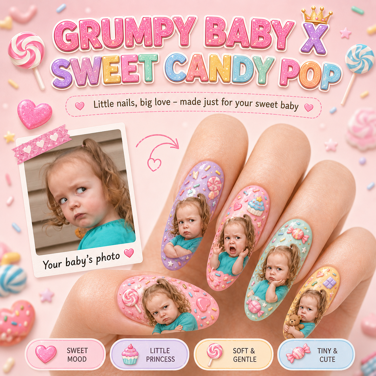 CUSTOMIZE YOUR BABY PRINTED ON NAILS