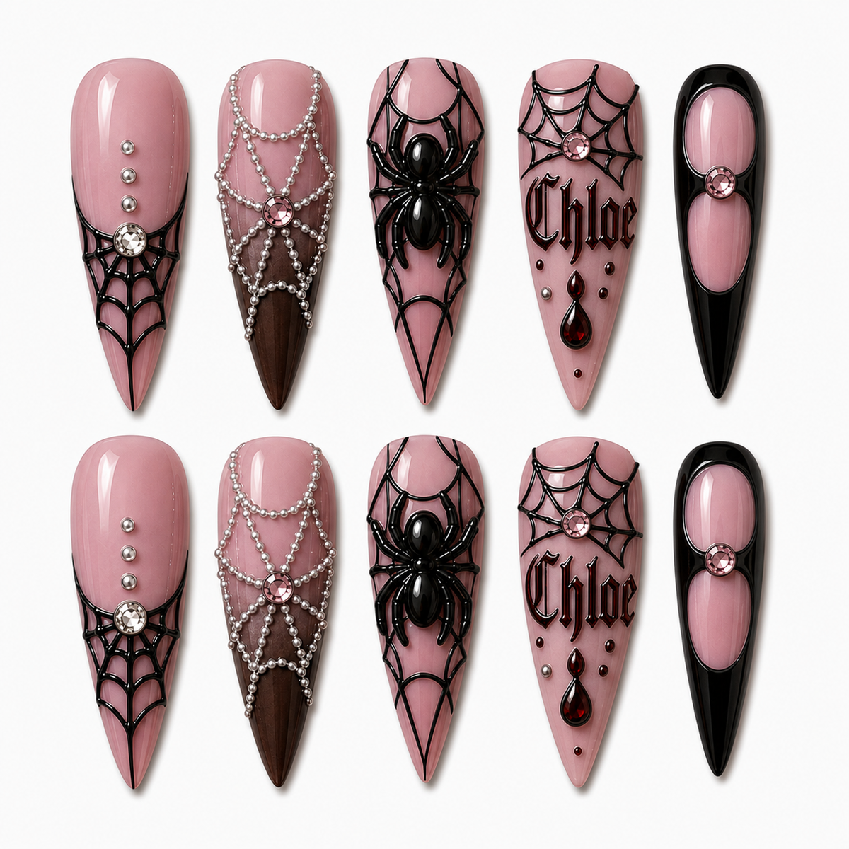 Gothic Love Web — Custom Press-On Nails
