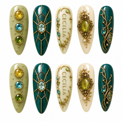 Emerald Heirloom - Personalized Press-On Nails