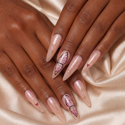 Butterfly Vibes Besties – Personalized Press-On Nails