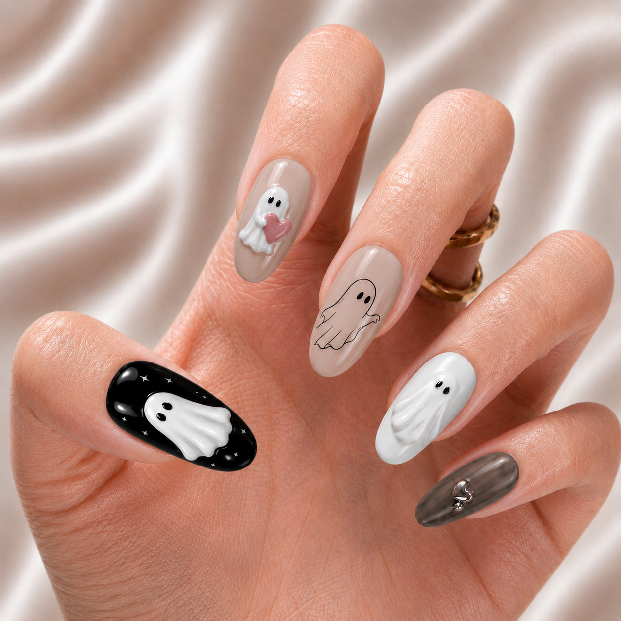 Cute Ghost Besties - Personalized Press-On Nails