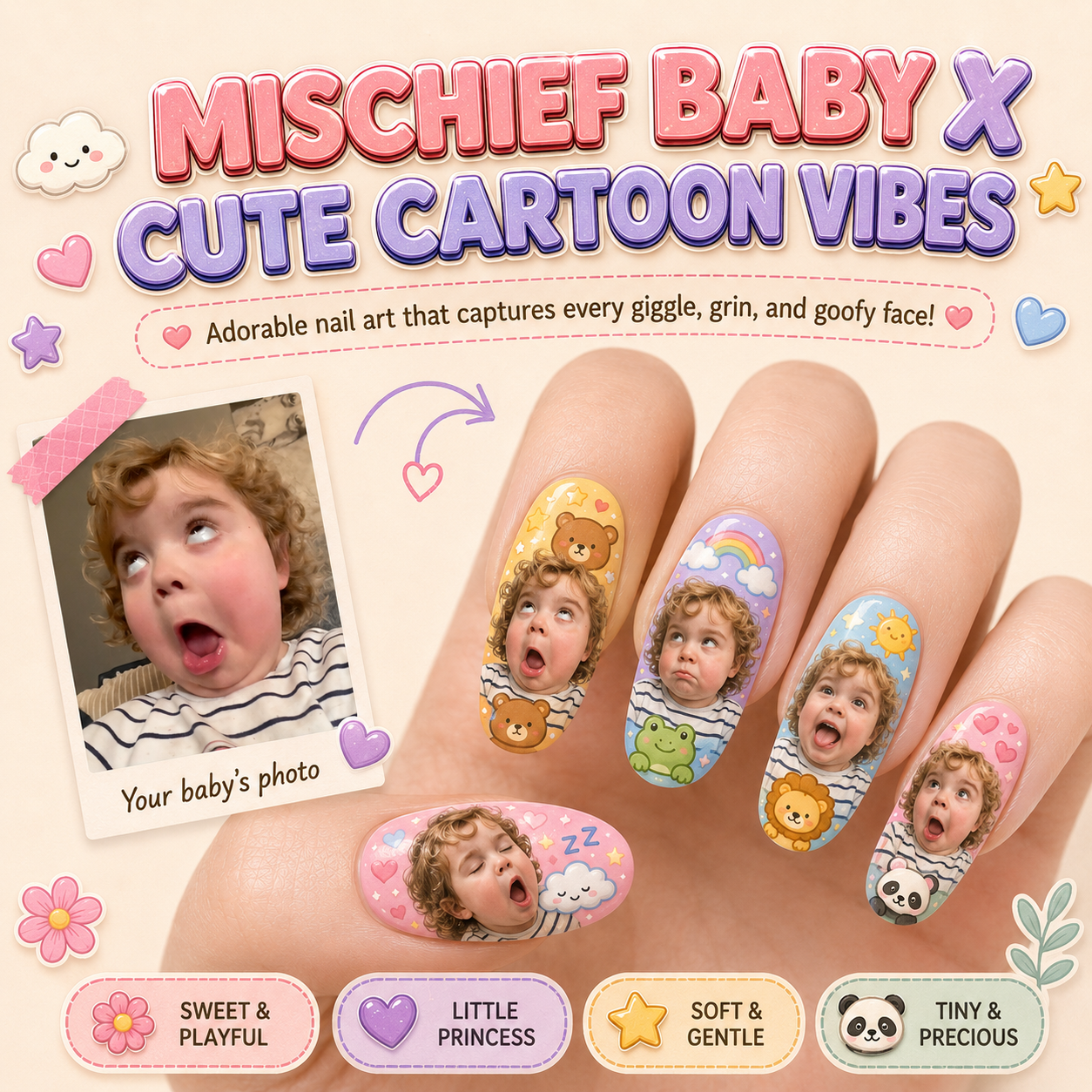 CUSTOMIZE YOUR BABY PRINTED ON NAILS