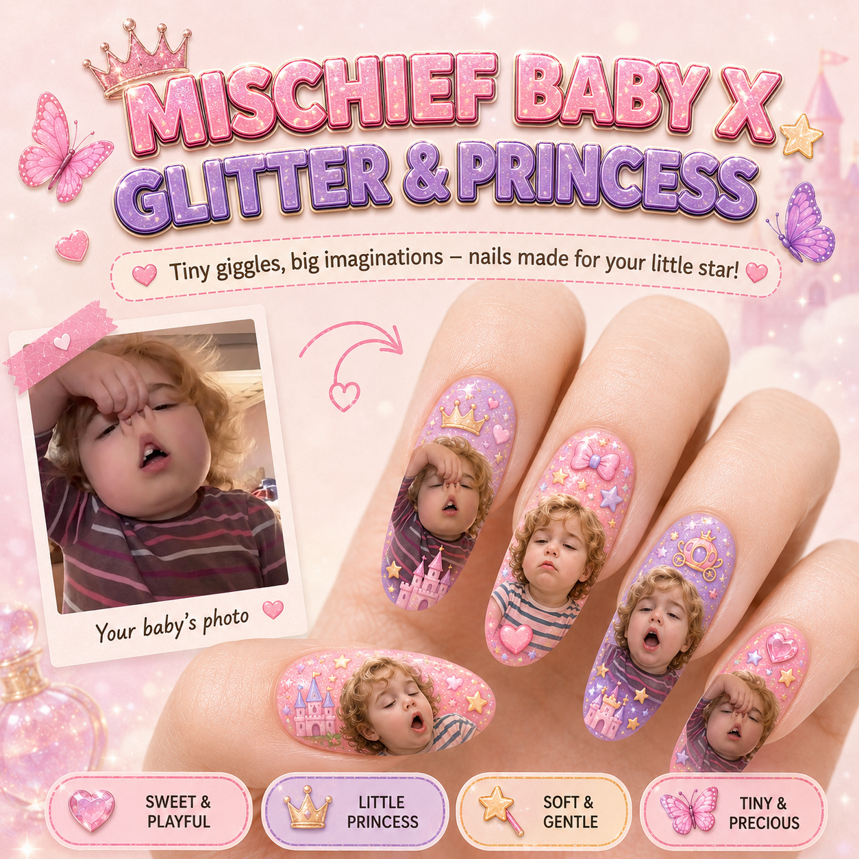 CUSTOMIZE YOUR BABY PRINTED ON NAILS