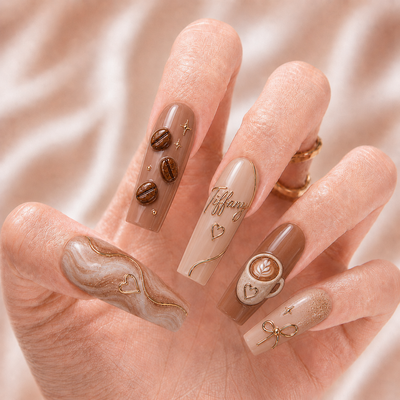 Coffee Date Besties – Personalized Press-On Nails