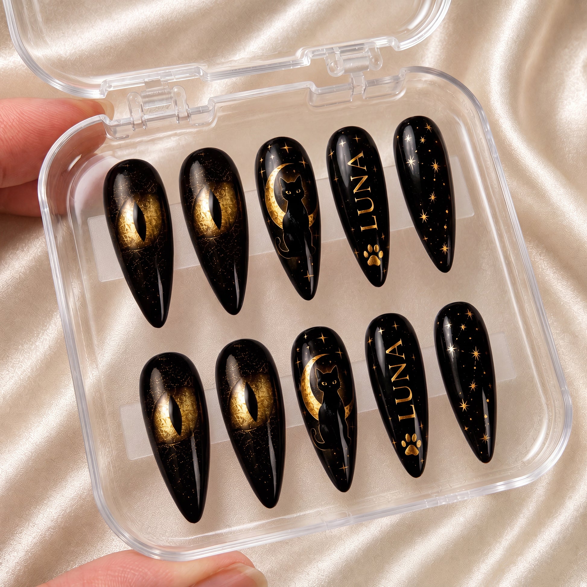 Midnight Cat Spell - Personalized Press-On Nails