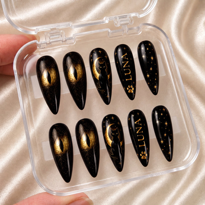 Midnight Cat Spell - Personalized Press-On Nails