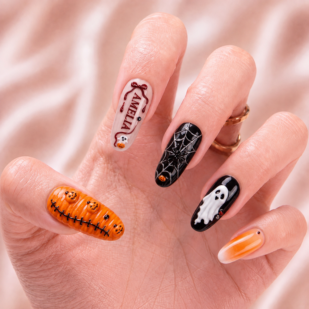 Midnight Pumpkin - Personalized Press-On Nails