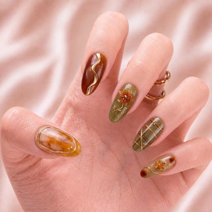 Amber Harvest - Personalized Press-On Nails