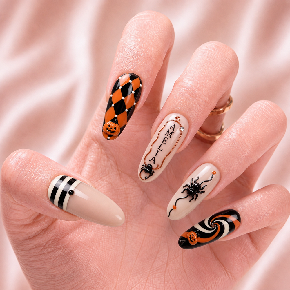 Harlequin After Dark - Personalized Press-On Nails
