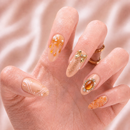 Apricot Opulence - Personalized Press-On Nails