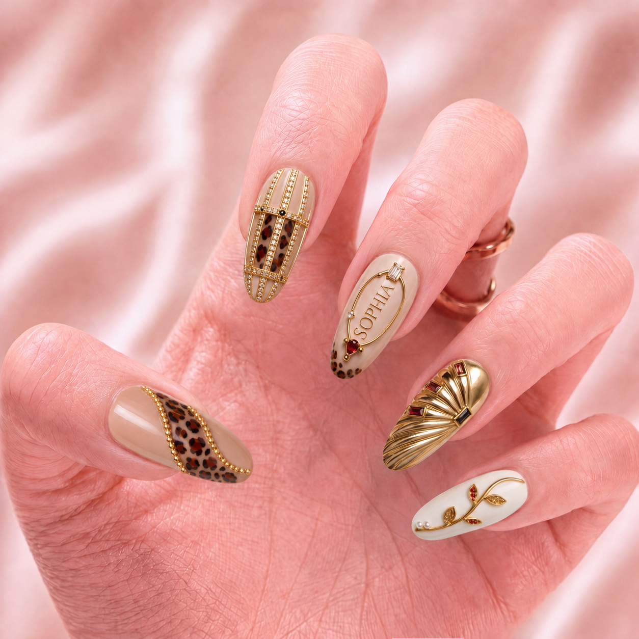Ruby Leopard Luxe - Personalized Press-On Nails
