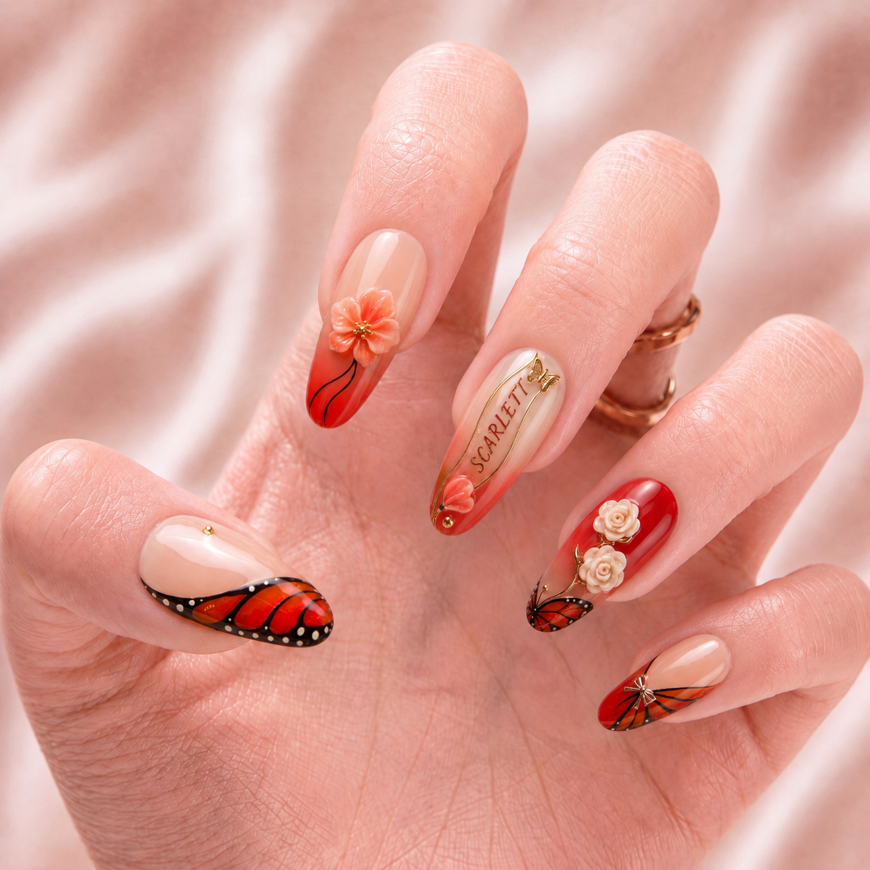 Monarch Blossom - Personalized Press-On Nails