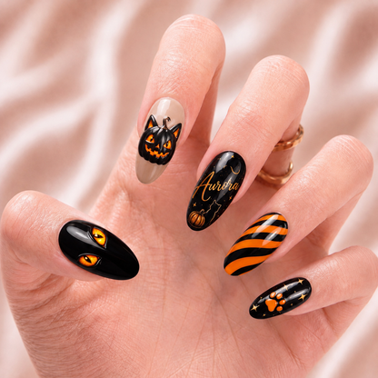 Pumpkin Cat - Personalized Press-On Nails