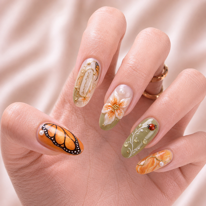 Monarch Meadow - Personalized Press-On Nails