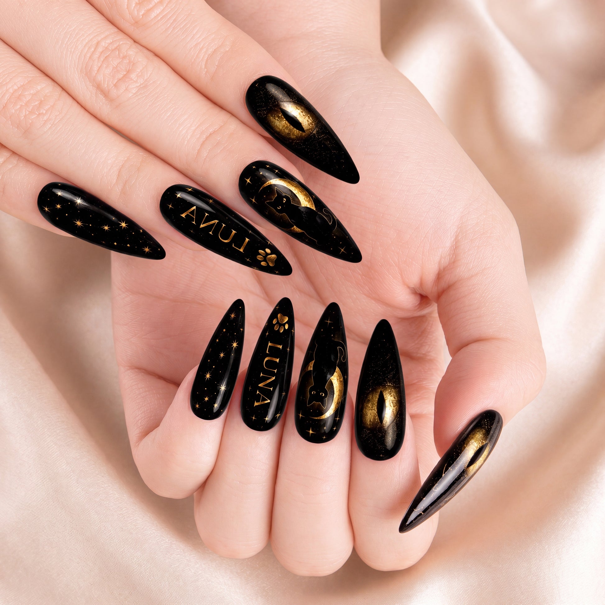 Midnight Cat Spell - Personalized Press-On Nails