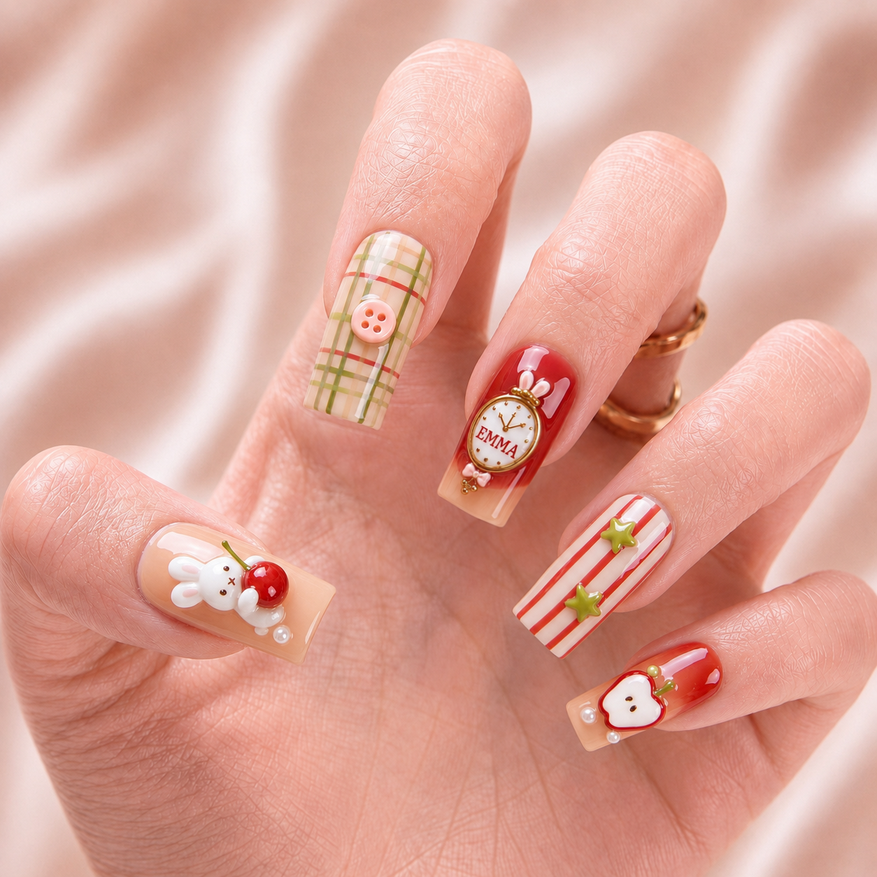 Applewood Charm - Personalized Press-On Nails