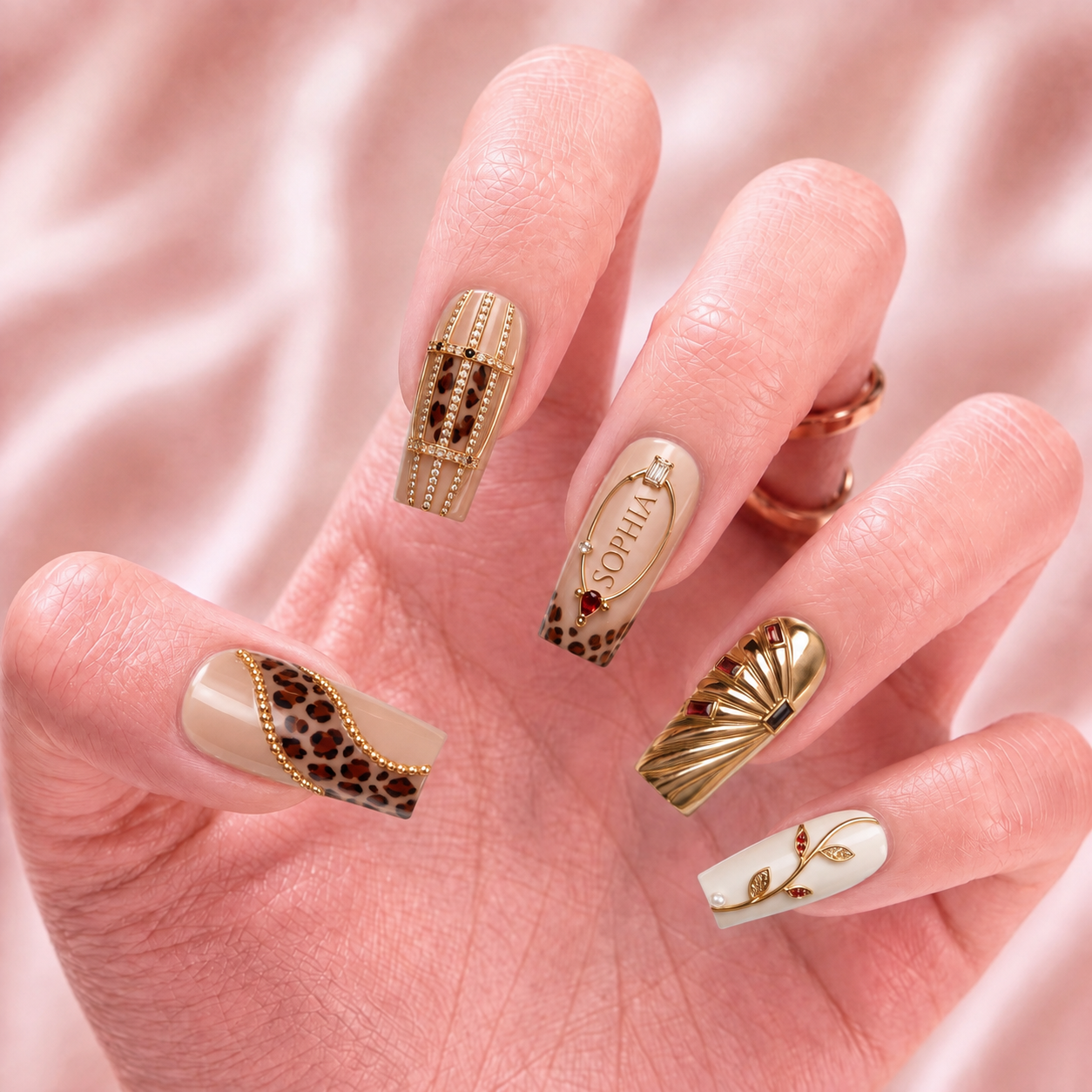 Ruby Leopard Luxe - Personalized Press-On Nails