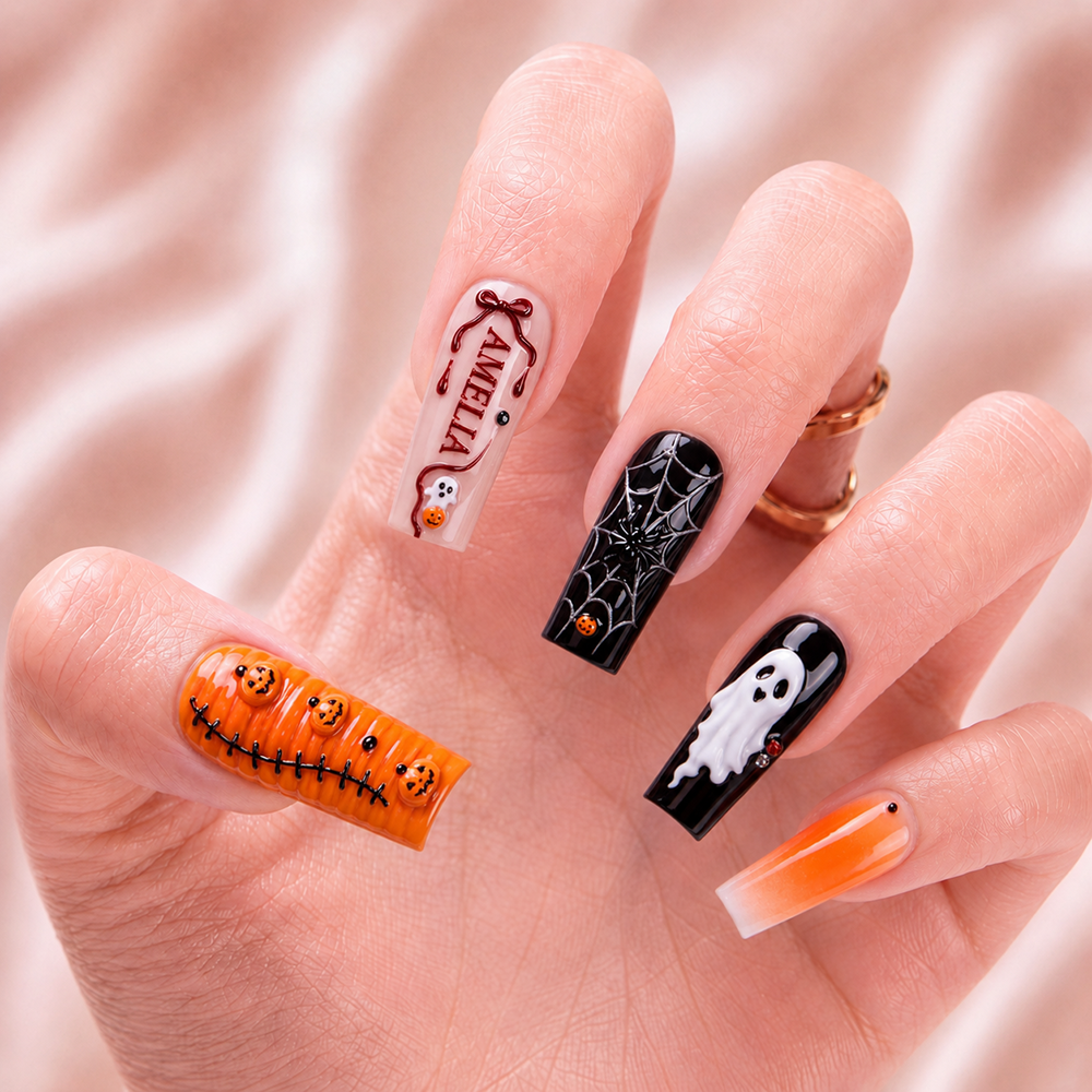 Midnight Pumpkin - Personalized Press-On Nails