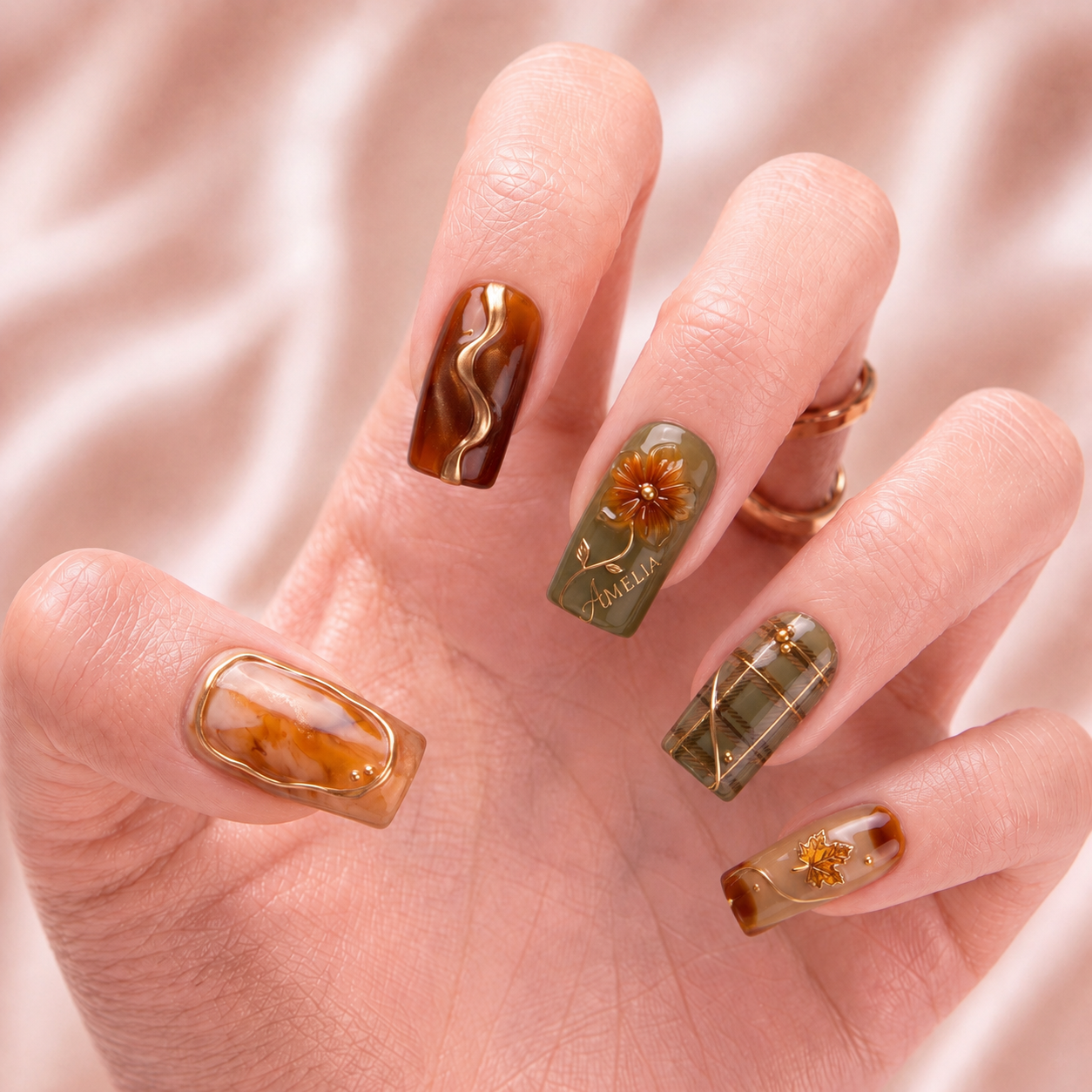 Amber Harvest - Personalized Press-On Nails