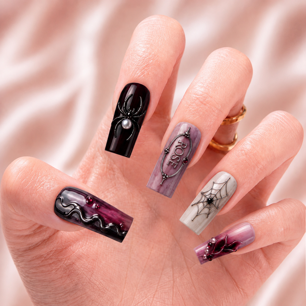 Dark Rose Affair - Personalized Press-On Nails