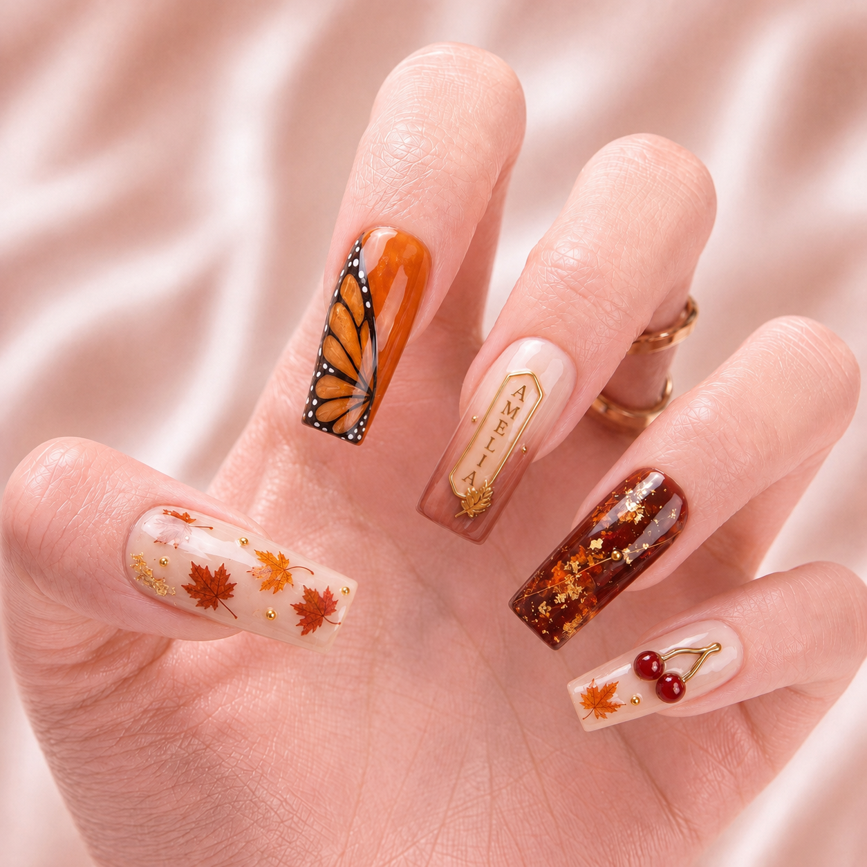 Golden Ember - Personalized Press-On Nails